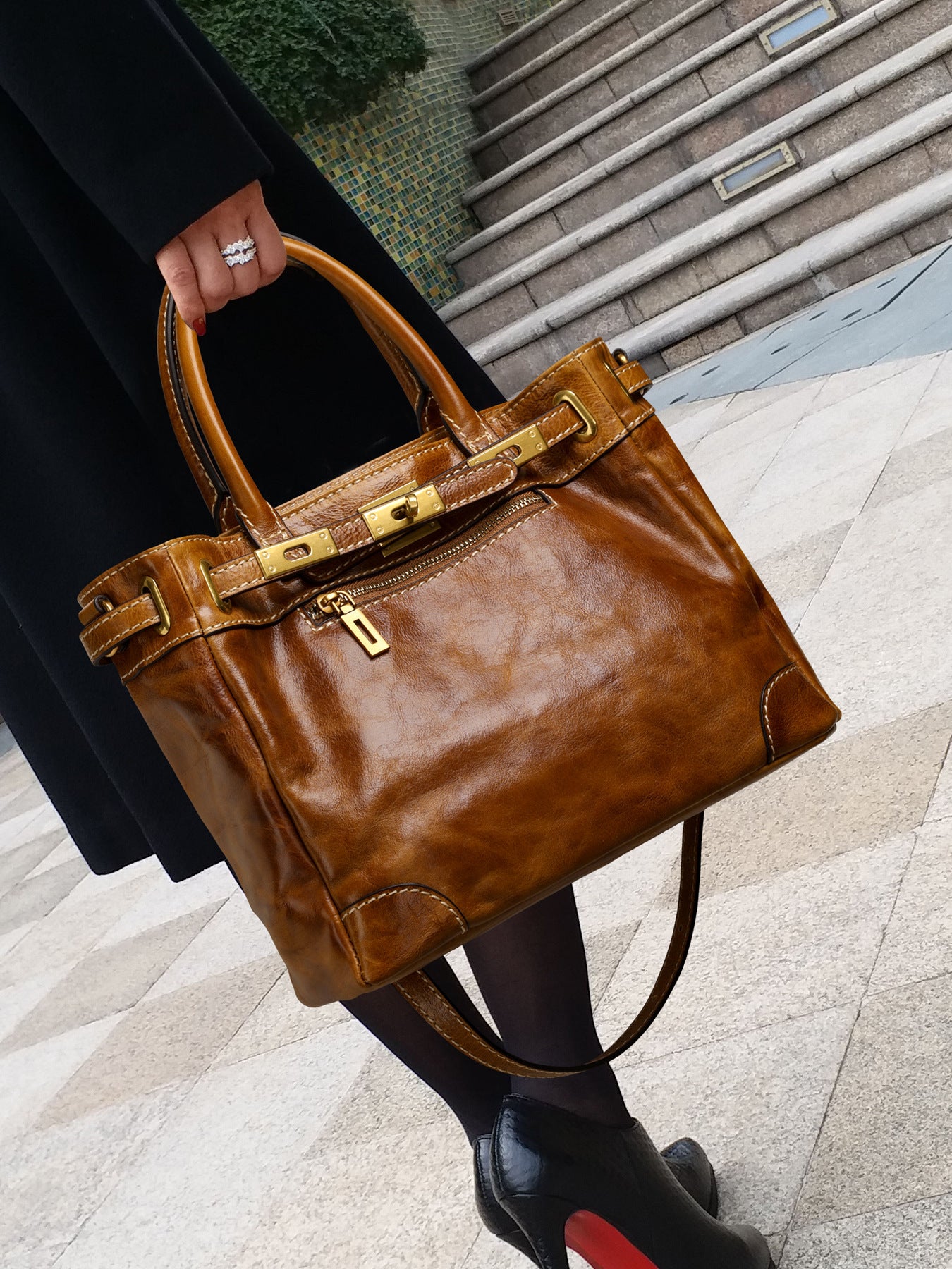 Full Grain Leather Tote Bag | Women's Vintage Handcrafted Shoulder & Crossbody Bag