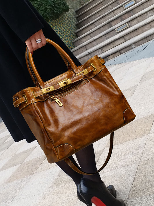 Full Grain Leather Tote Bag | Women's Vintage Handcrafted Shoulder & Crossbody Bag