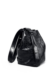 2024 Minimalist Genuine Leather Bucket Bag for Women, Handcrafted Cowhide Leather Shoulder & Crossbody Pleated Design