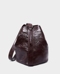 2024 Minimalist Genuine Leather Bucket Bag for Women, Handcrafted Cowhide Leather Shoulder & Crossbody Pleated Design