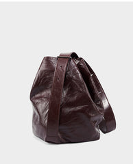 2024 Minimalist Genuine Leather Bucket Bag for Women, Handcrafted Cowhide Leather Shoulder & Crossbody Pleated Design