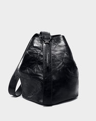 2024 Minimalist Genuine Leather Bucket Bag for Women, Handcrafted Cowhide Leather Shoulder & Crossbody Pleated Design