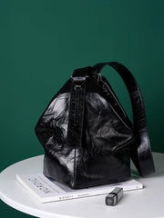 2024 Minimalist Genuine Leather Bucket Bag for Women, Handcrafted Cowhide Leather Shoulder & Crossbody Pleated Design