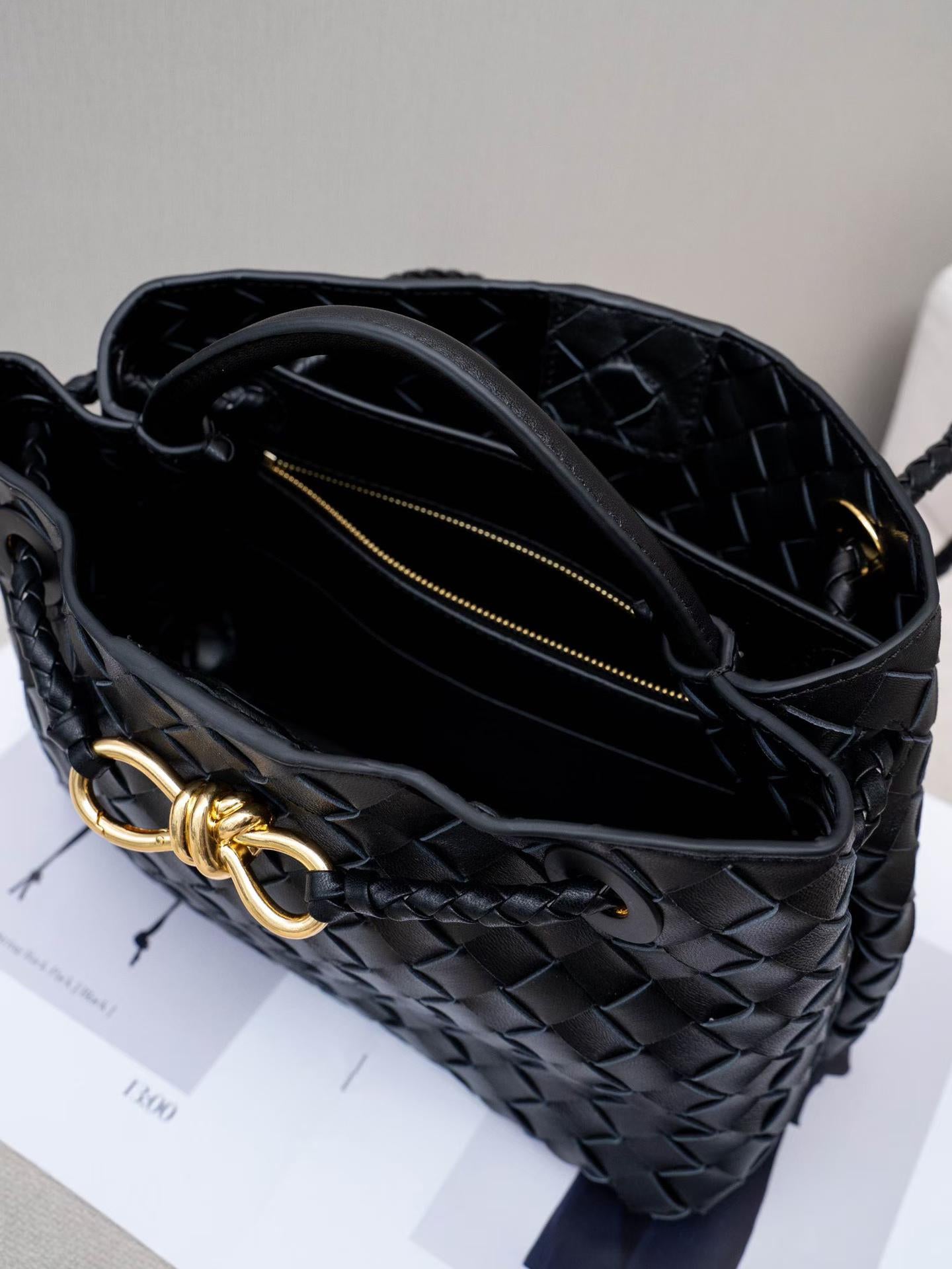Small Lambskin Leather Knotted Intrecciato Shoulder Bag | Woven Handbag With Metal Buckle, Daily Fashion Designer Bag, Woven Shoulder Purse