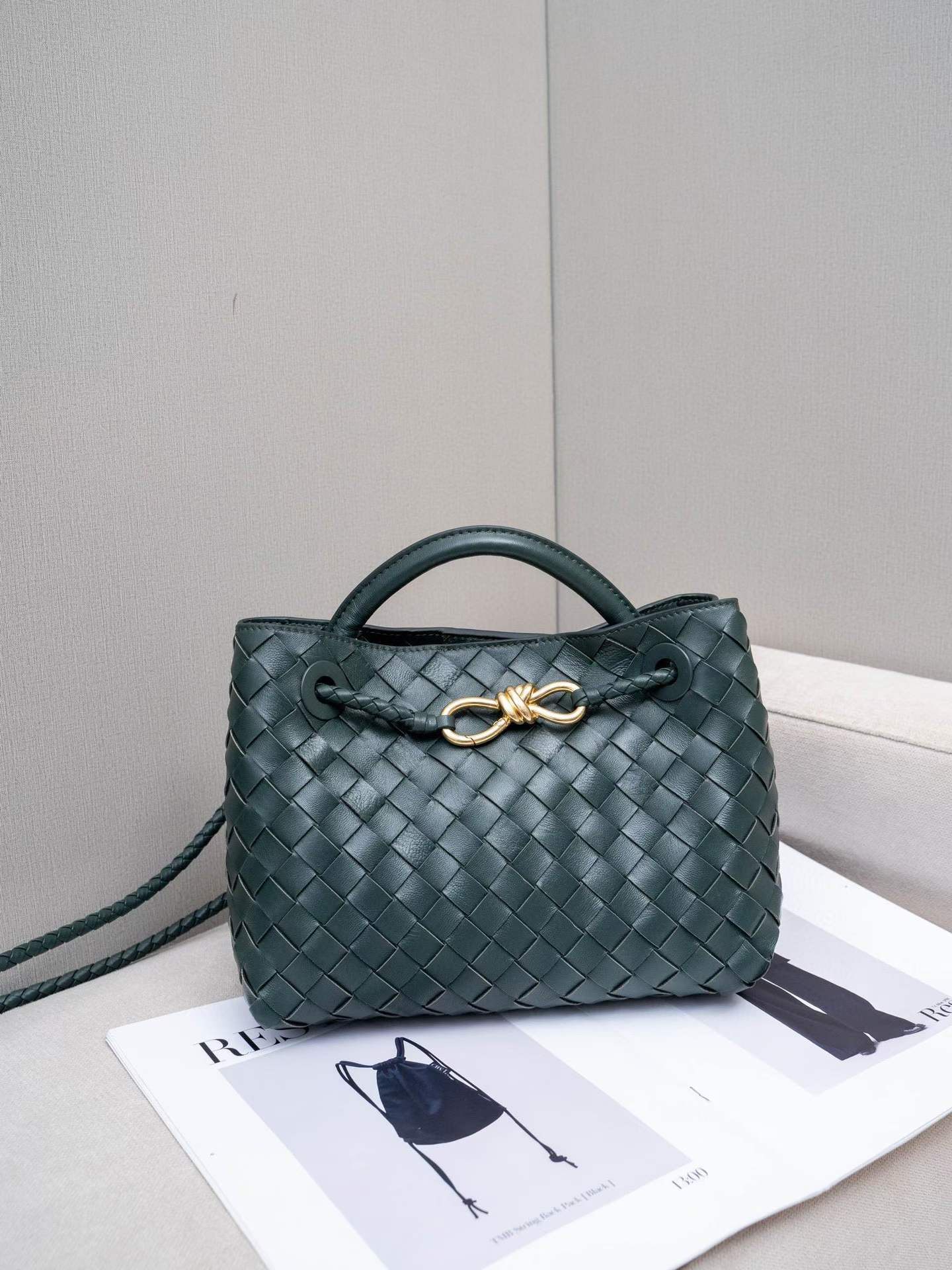 Small Lambskin Leather Knotted Intrecciato Shoulder Bag | Woven Handbag With Metal Buckle, Daily Fashion Designer Bag, Woven Shoulder Purse