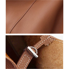 Minimalist Togo Cowhide Leather Hobo Tote: Handcrafted Leather Slouchy Bucket Bag