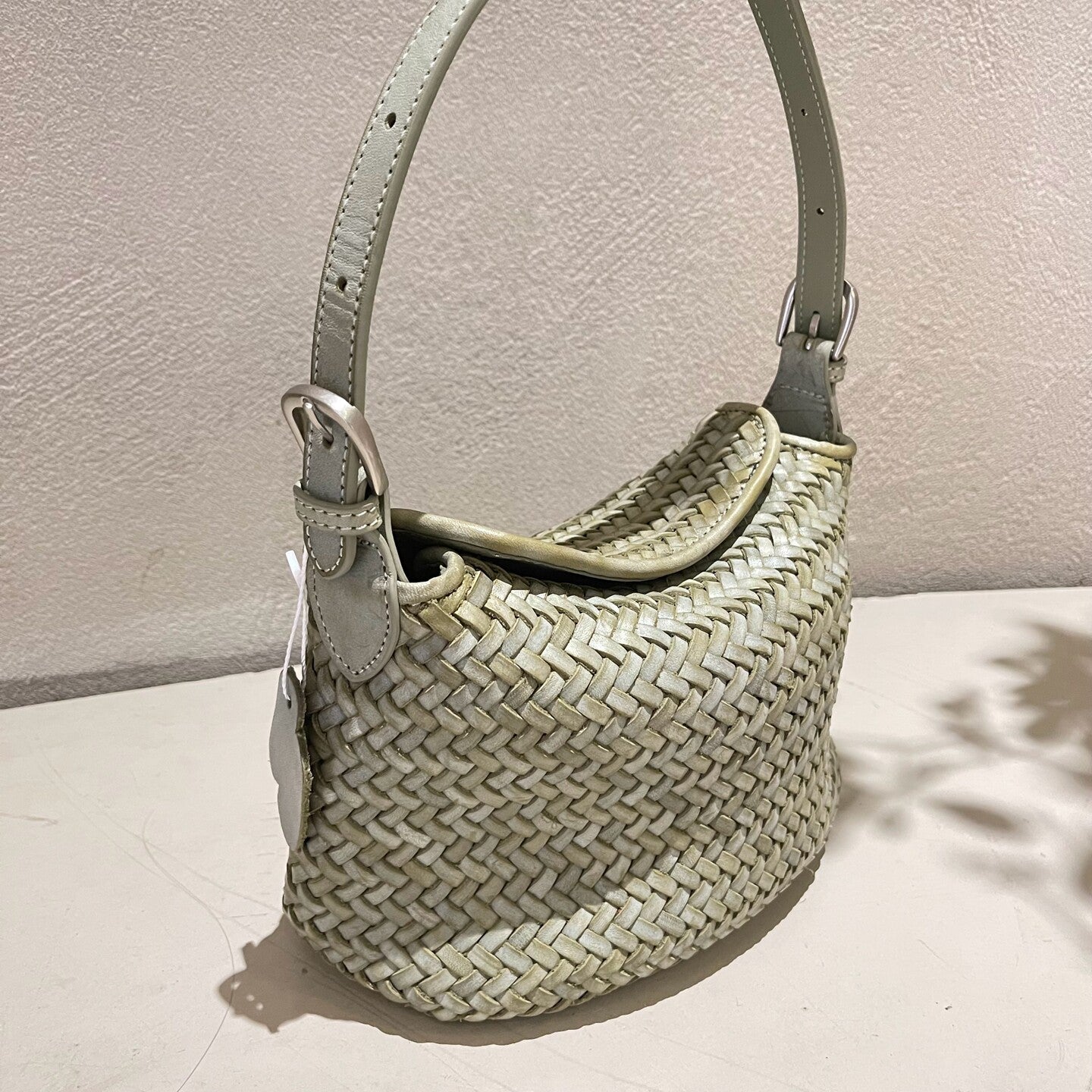 Handwoven Full Grain Leather Hobo Bag | Vintage Basketweave Shoulder & Crossbody Bag