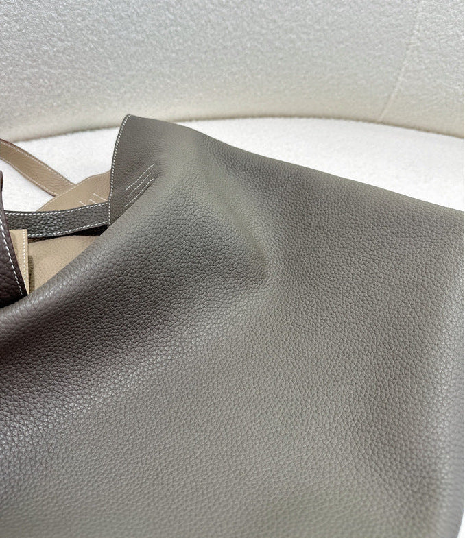 Reversible Full Grain Togo Leather Tote Bag | Two-Tone Everyday Carry Bag
