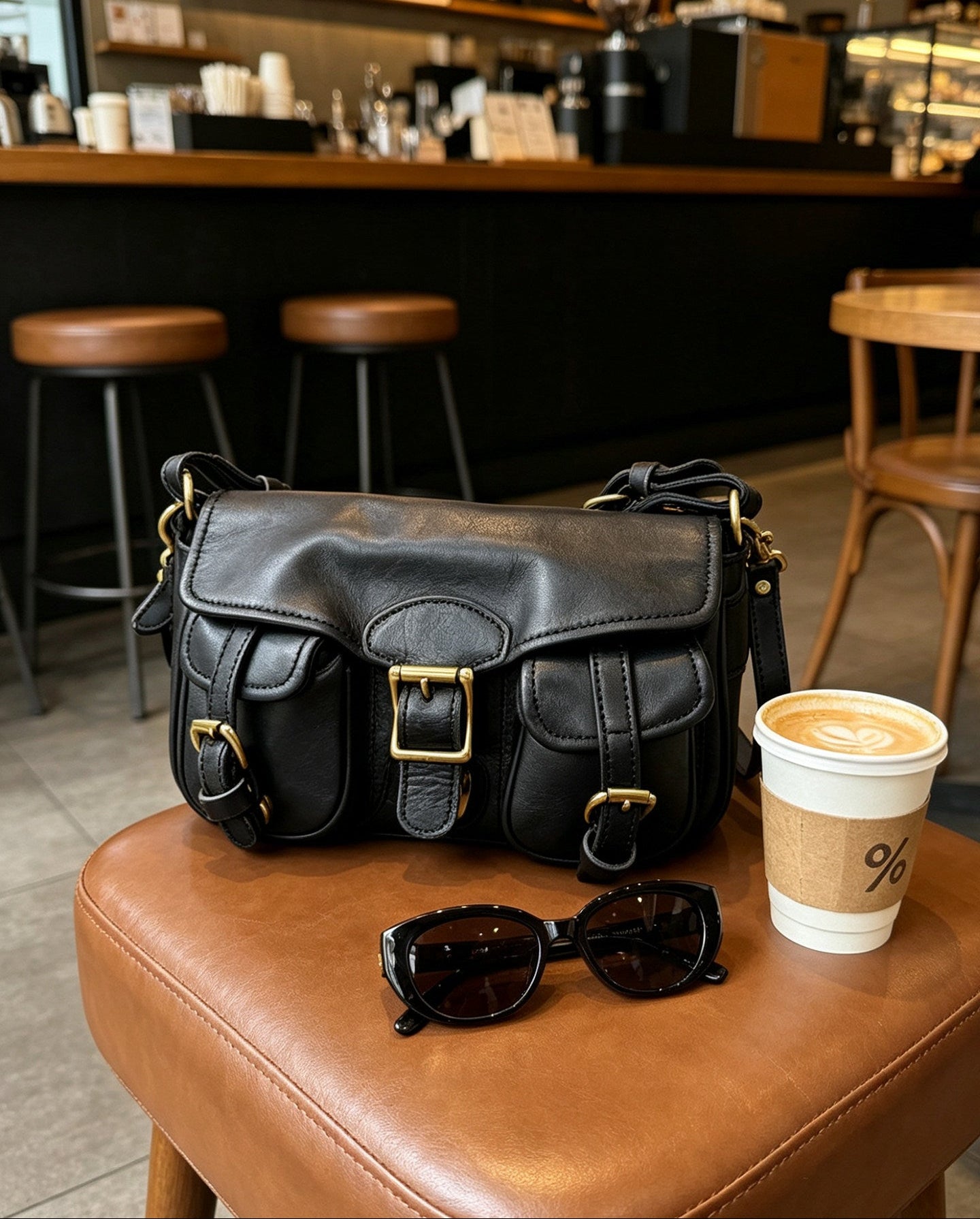 Vintage Distressed Leather Saddle Bag | Unisex Crossbody Shoulder Bag | Full Grain Cowhide Handbag