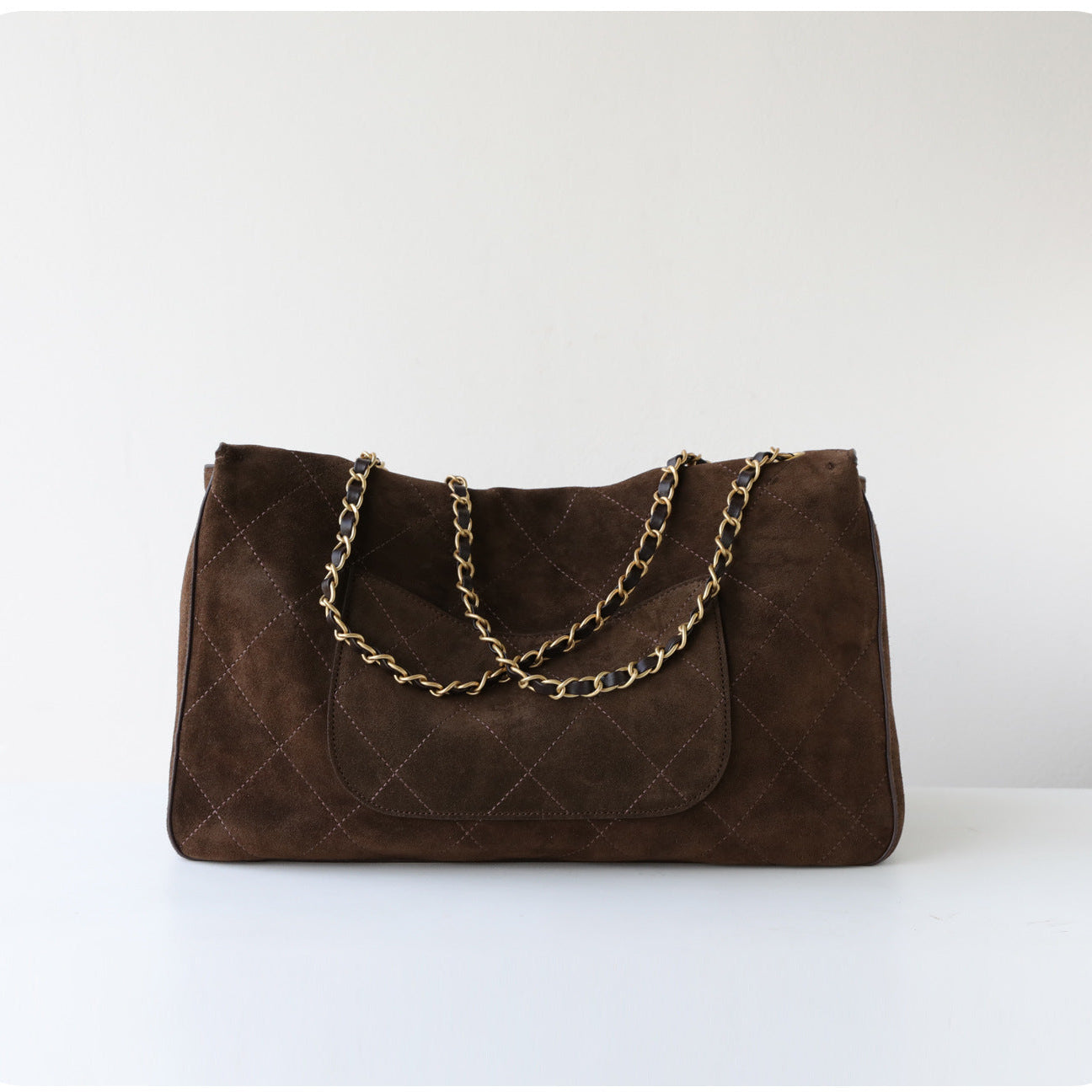 Quilted Suede Chain Flap Bag for Women | Vintage Matte Cowhide Shoulder & Crossbody Messenger Purse | Diamond-Quilted Autumn Winter Bag in Four Sizes