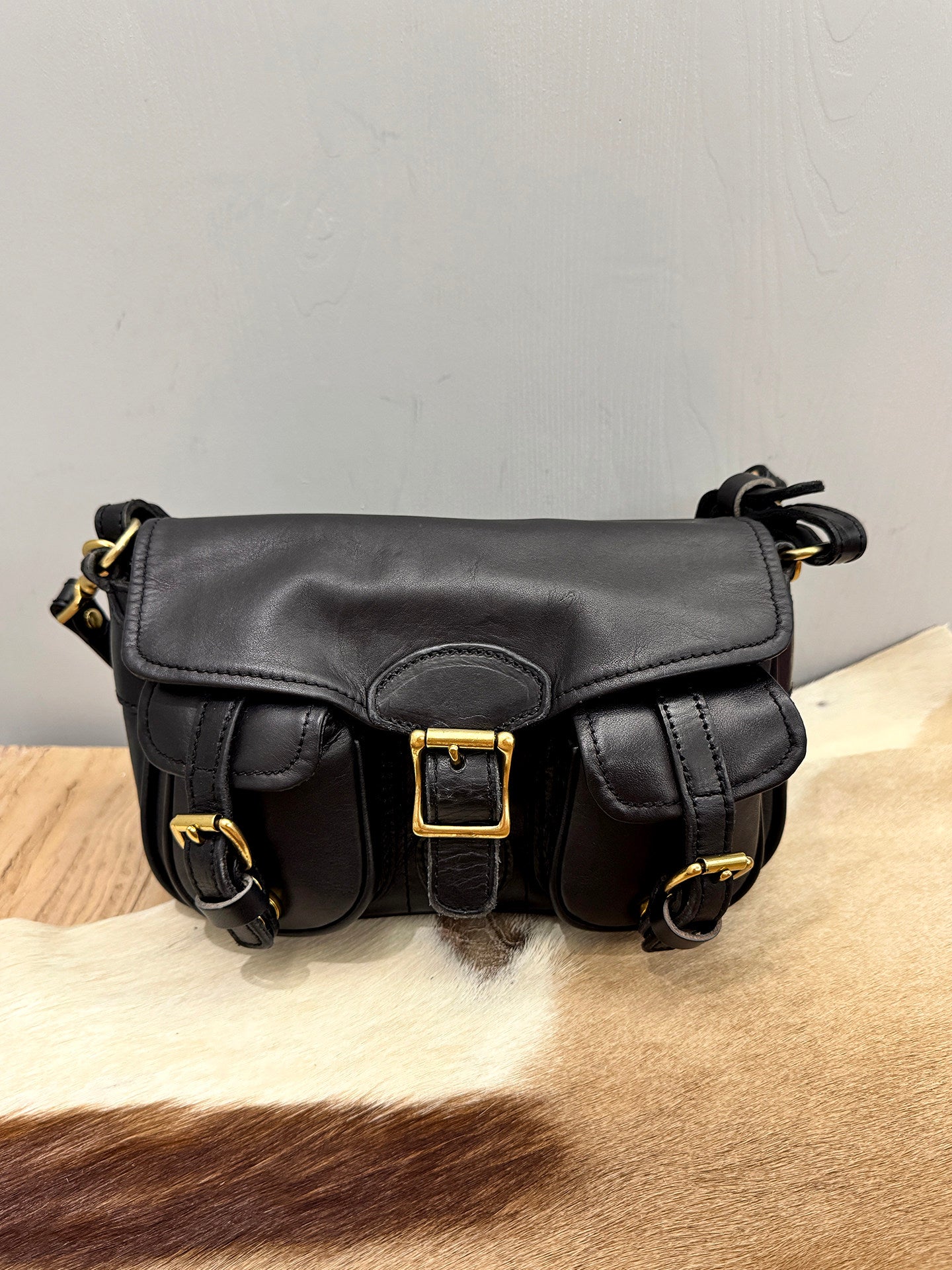 Vintage Distressed Leather Saddle Bag | Unisex Crossbody Shoulder Bag | Full Grain Cowhide Handbag