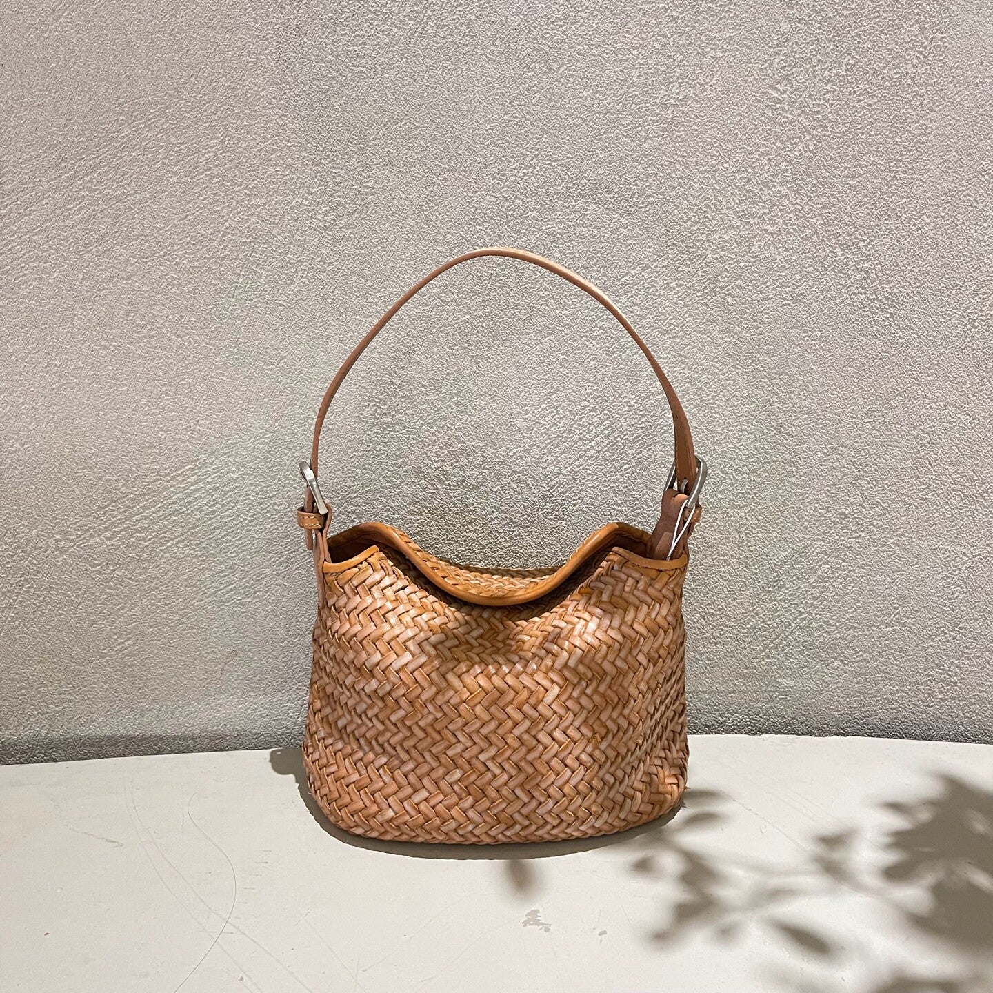 Handwoven Full Grain Leather Hobo Bag | Vintage Basketweave Shoulder & Crossbody Bag