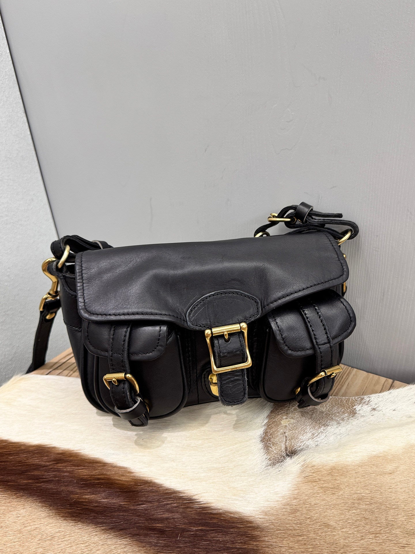 Vintage Distressed Leather Saddle Bag | Unisex Crossbody Shoulder Bag | Full Grain Cowhide Handbag