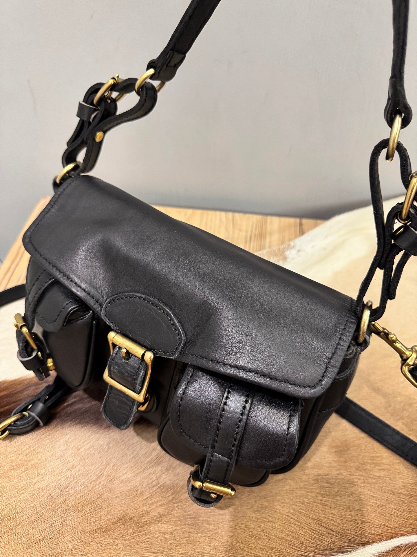 Vintage Distressed Leather Saddle Bag | Unisex Crossbody Shoulder Bag | Full Grain Cowhide Handbag