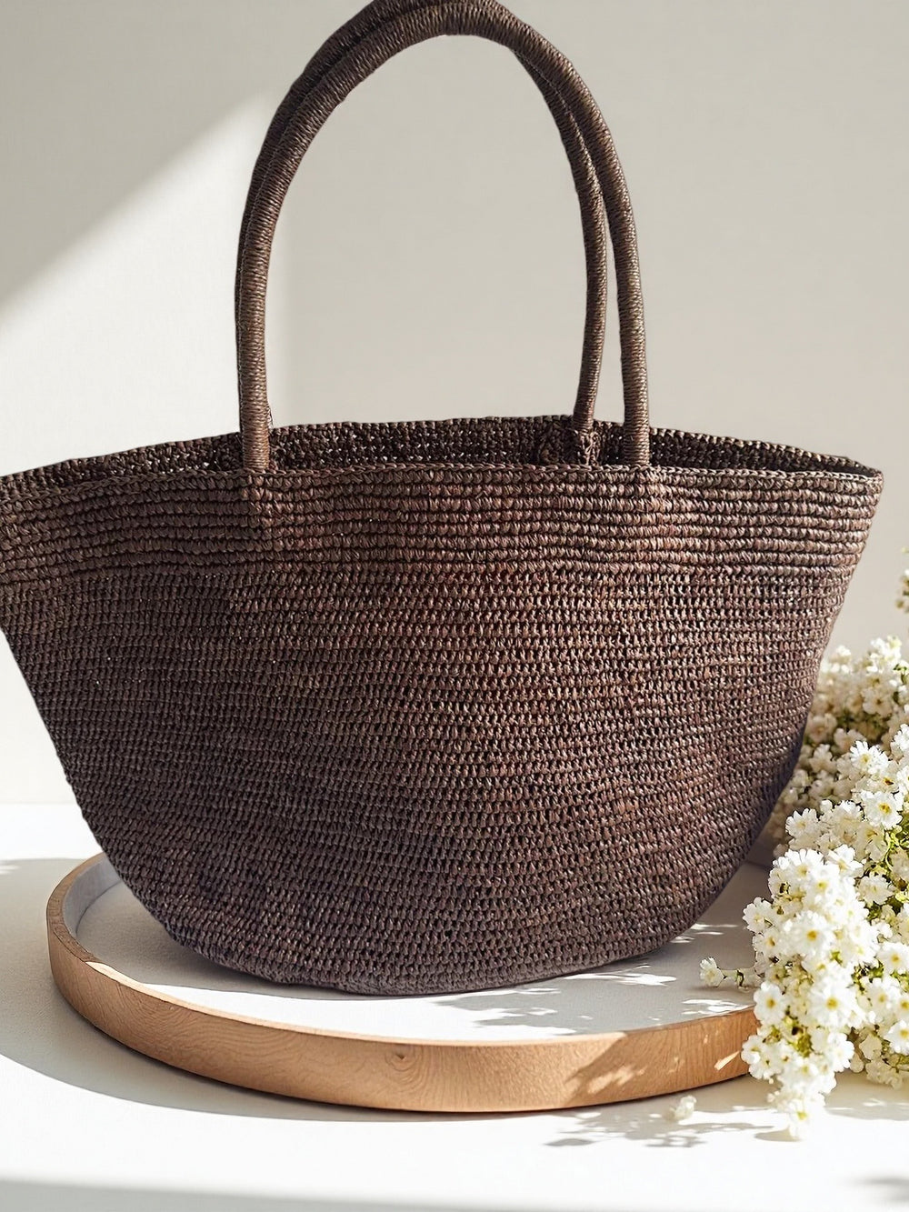 Handwoven raffia tote with scarf – complimentary 70x70cm scarf included with every beach bag