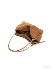 Women’s Soft Suede Leather Crossbody Bag, Large Bowling Bag, Slouchy Boho Tote for Everyday Use