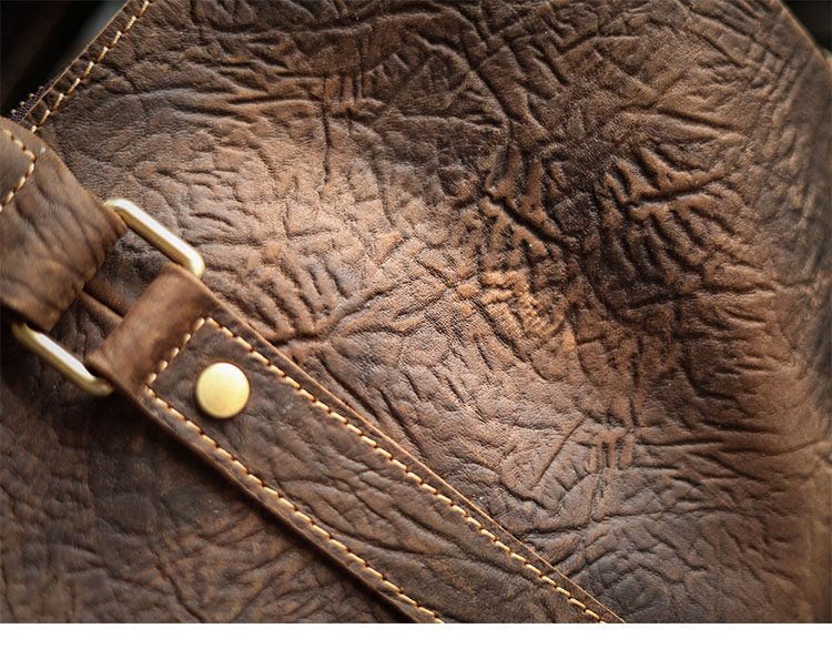 Men’s Full Grain Leather Travel Duffel, Large Crazy Horse Leather Carry-On Bag for Business, Leather Weekender, Camping & Short Trips