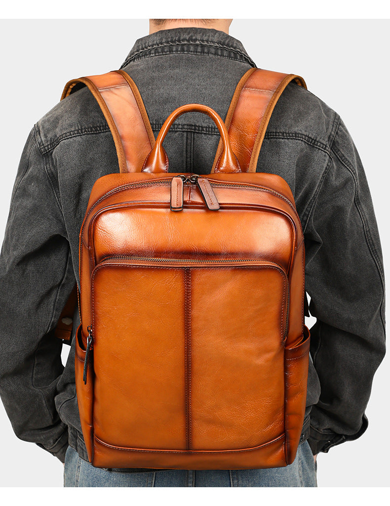 Full Grain Leather Backpack for Men | Vintage Handcrafted Cow hide Business Bag | Large Laptop Commuter Backpack