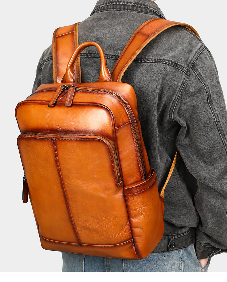 Full Grain Leather Backpack for Men | Vintage Handcrafted Cow hide Business Bag | Large Laptop Commuter Backpack