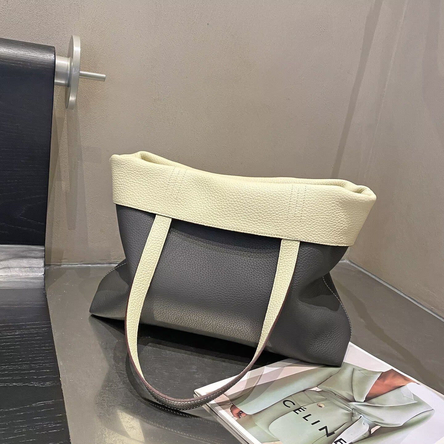 Reversible Full Grain Togo Leather Tote Bag | Two-Tone Everyday Carry Bag