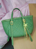 Handwoven Cowhide Leather Basket Tote Bag | Women's Shoulder Hobo Bag