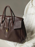 Quilted Large Leather Tote Bag, Minimalist Top Handle Bag, Elegant Convertible Shoulder Bag, Classic Style Soft Leather Work Bag