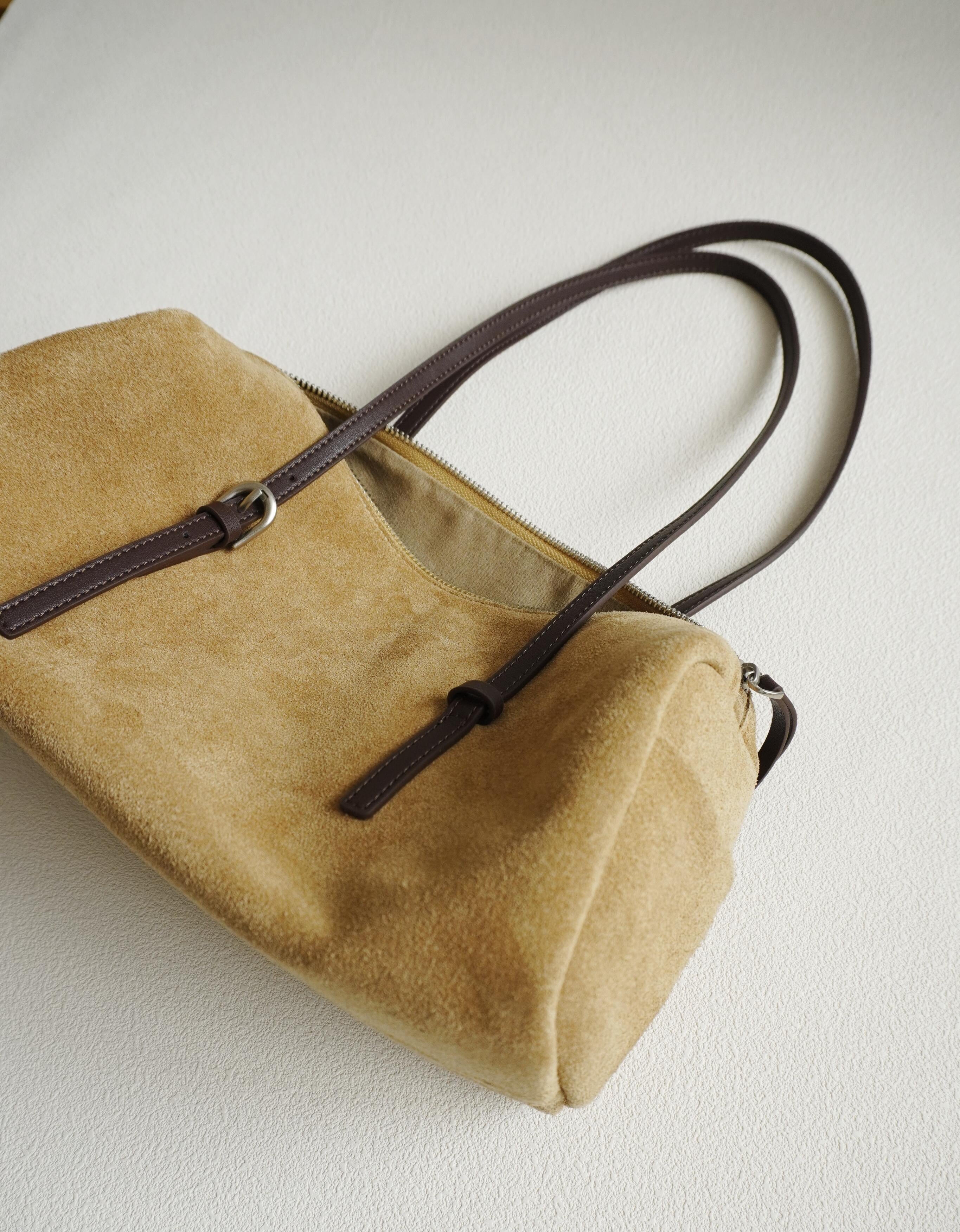 Suede Baguette Bag for Women | Matte Cowhide Leather Shoulder & Hand Bag | Versatile Commuter Purse in Two Colors