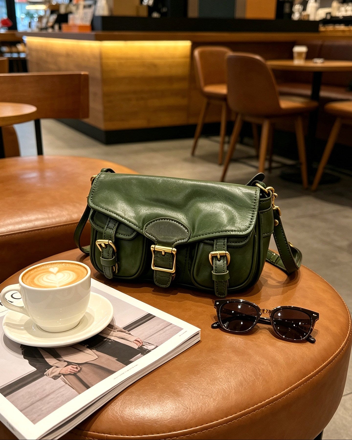 Vintage Distressed Leather Saddle Bag | Unisex Crossbody Shoulder Bag | Full Grain Cowhide Handbag