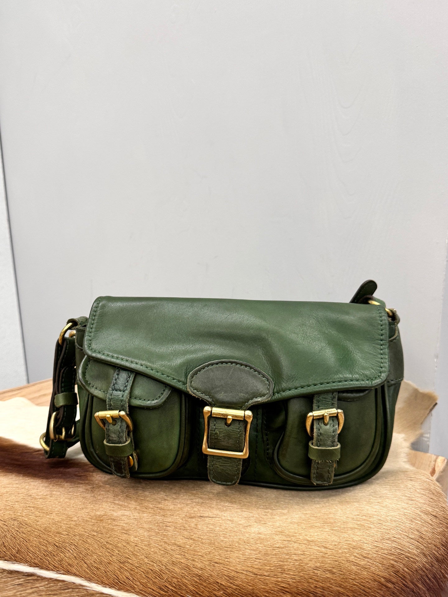 Vintage Distressed Leather Saddle Bag | Unisex Crossbody Shoulder Bag | Full Grain Cowhide Handbag