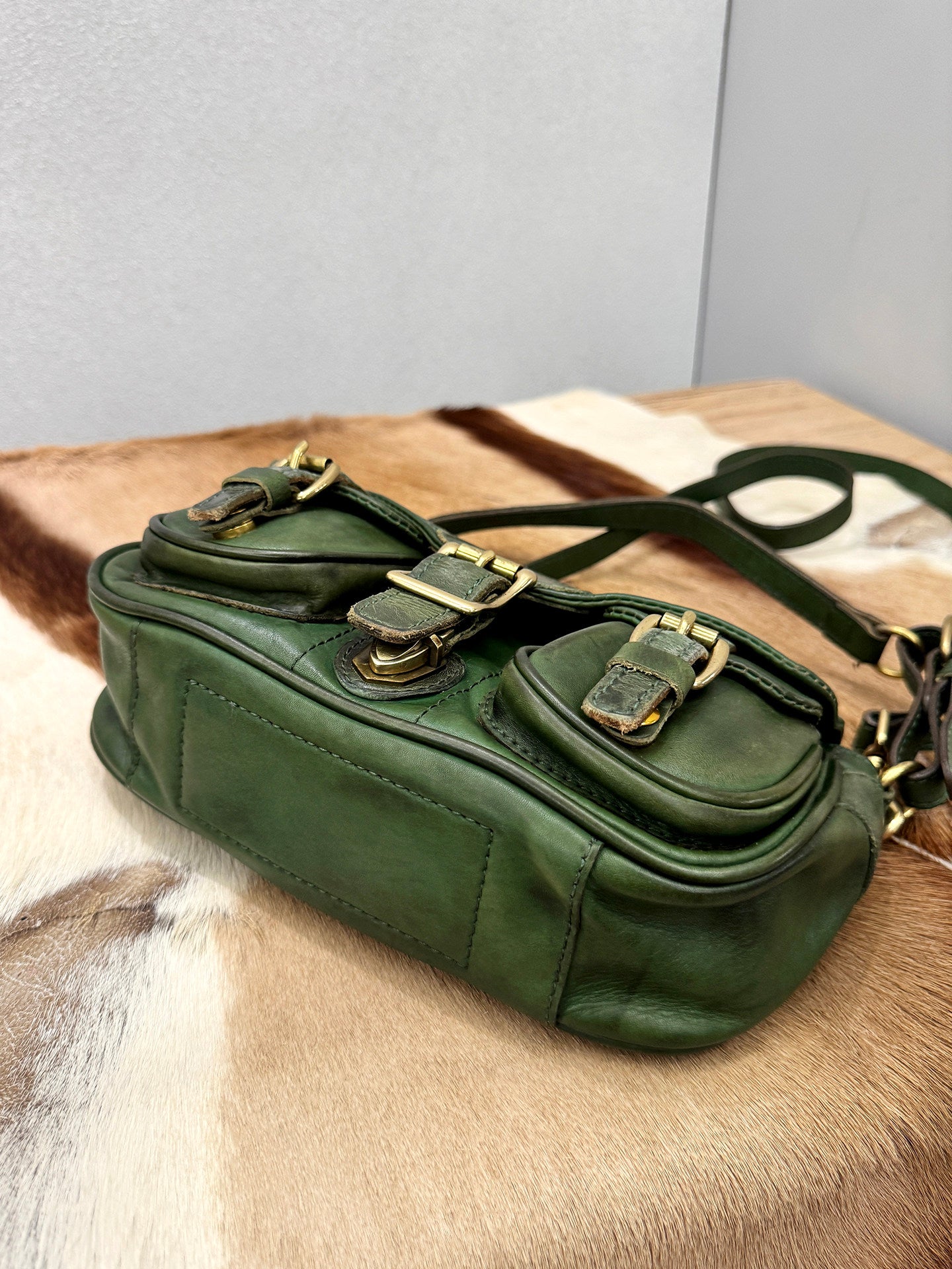 Vintage Distressed Leather Saddle Bag | Unisex Crossbody Shoulder Bag | Full Grain Cowhide Handbag