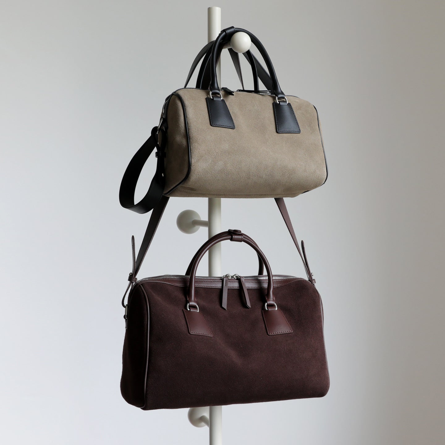 Vintage Suede Boston Bag for Women | Maillard-Tone Pillow Handbag with Detachable Strap | Niche Handcrafted Commuter Crossbody Bag