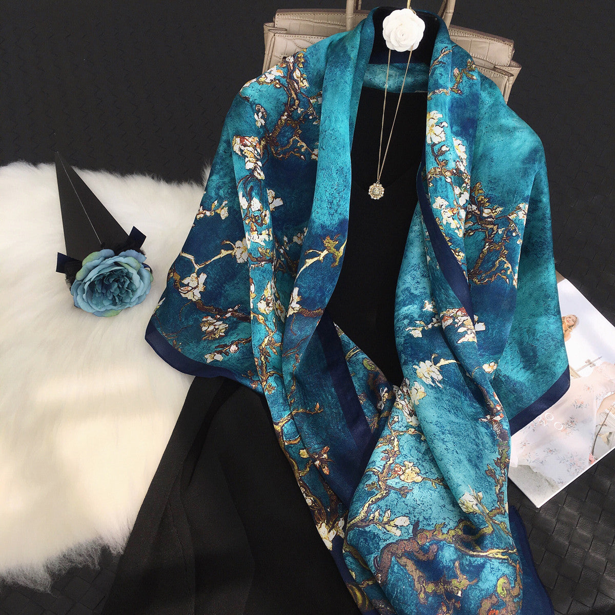 Mulberry Silk Long Scarf | Women's Lightweight Versatile Shawl, Gift for Mum