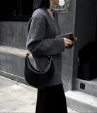 Braided Strap Lambskin Leather Hobo Bag | Handheld, Shoulder, and Crossbody Crescent Bag