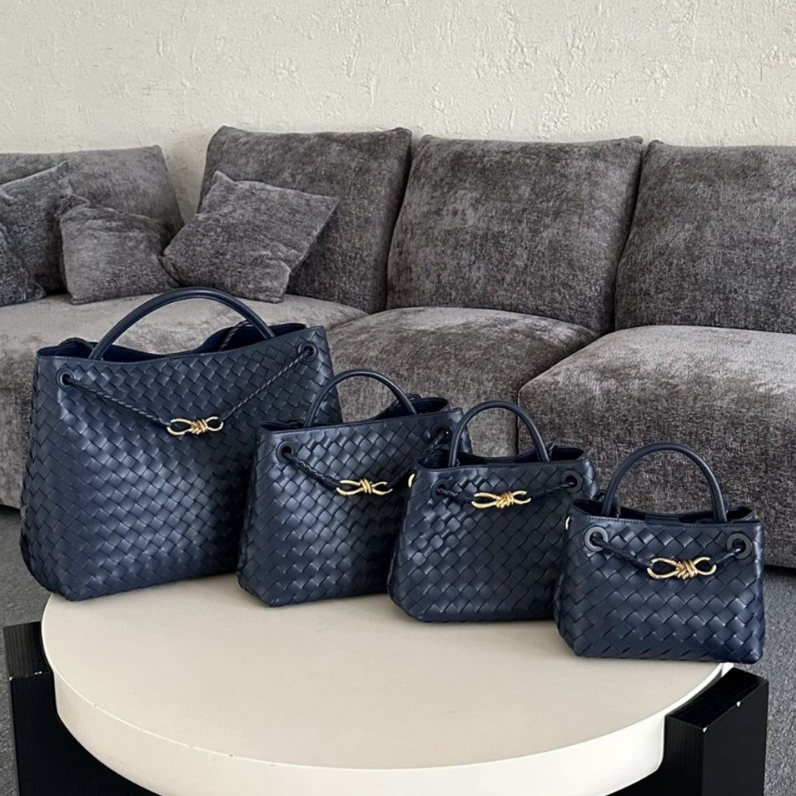 Cowhide Leather Knotted Intrecciato Shoulder Bag | Woven Handbag With Metal Buckle, Daily Fashion Designer Bag, Woven Shoulder Purse