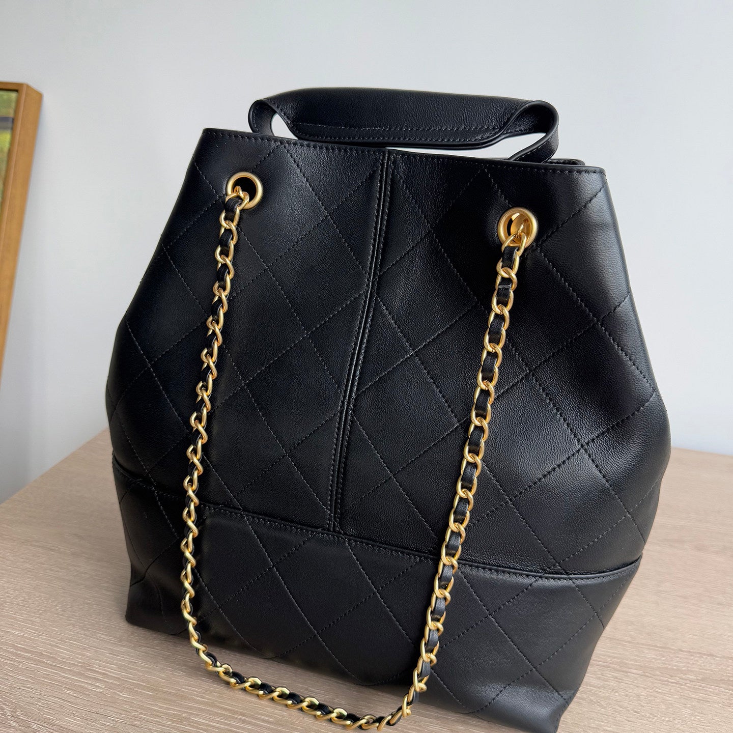 Quilted Lambskin and Suede Leather Chain Tote Bag | Women's Vintage Two-Tone Shoulder & Crossbody Bag
