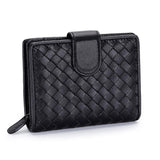 Small Lambskin Leather Interwoven Wallet, Women Woven Leather Cards Holder, Handcrafted Trifold Wallet, Designer Wallet, Women Purse