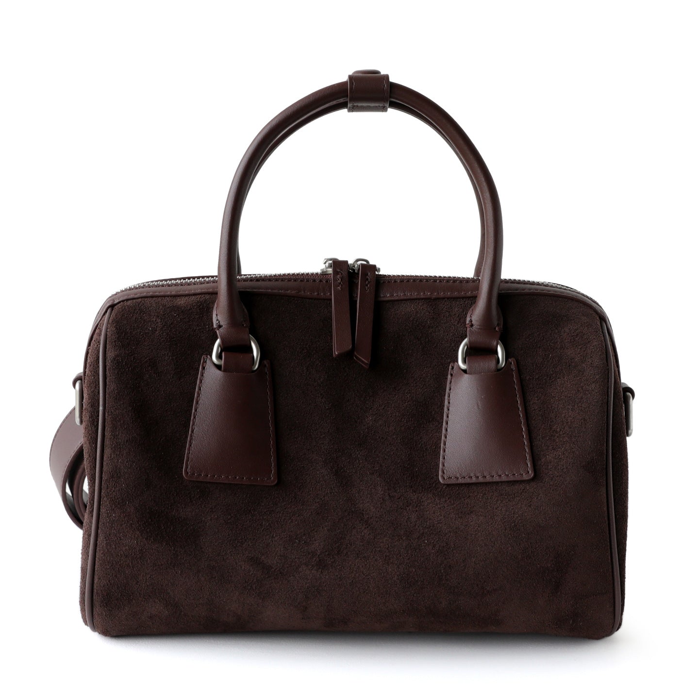Vintage Suede Boston Bag for Women | Maillard-Tone Pillow Handbag with Detachable Strap | Niche Handcrafted Commuter Crossbody Bag