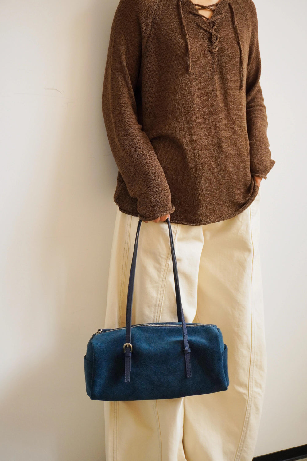 Suede Baguette Bag for Women | Matte Cowhide Leather Shoulder & Hand Bag | Versatile Commuter Purse in Two Colors
