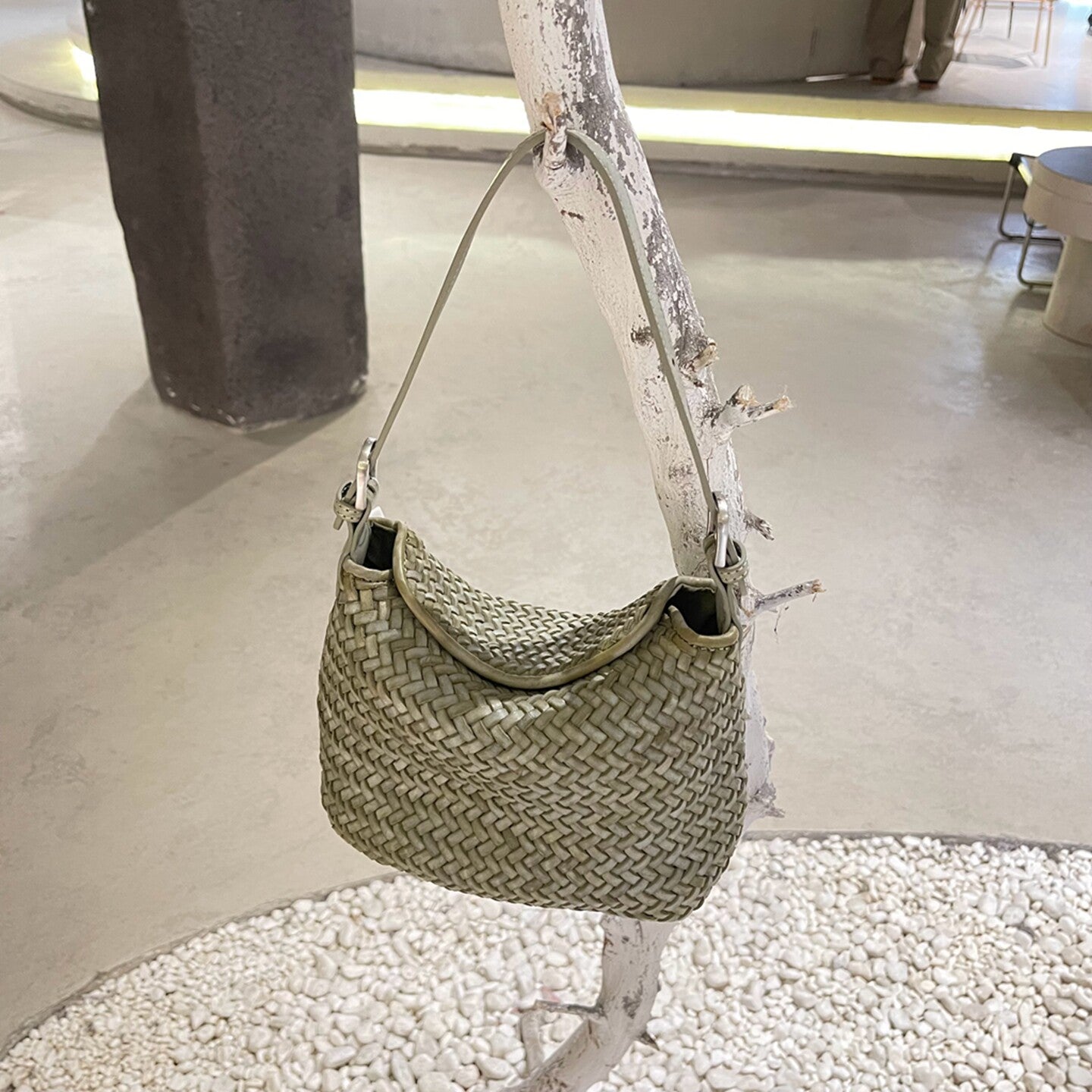 Handwoven Full Grain Leather Hobo Bag | Vintage Basketweave Shoulder & Crossbody Bag