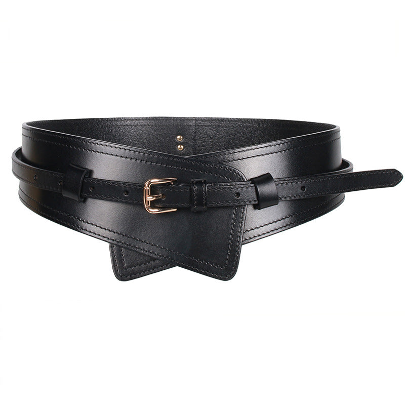 Wide Cowhide Leather Waist Belt | Handmade Women's Cinch Belt for Dresses, Coats & Sweaters
