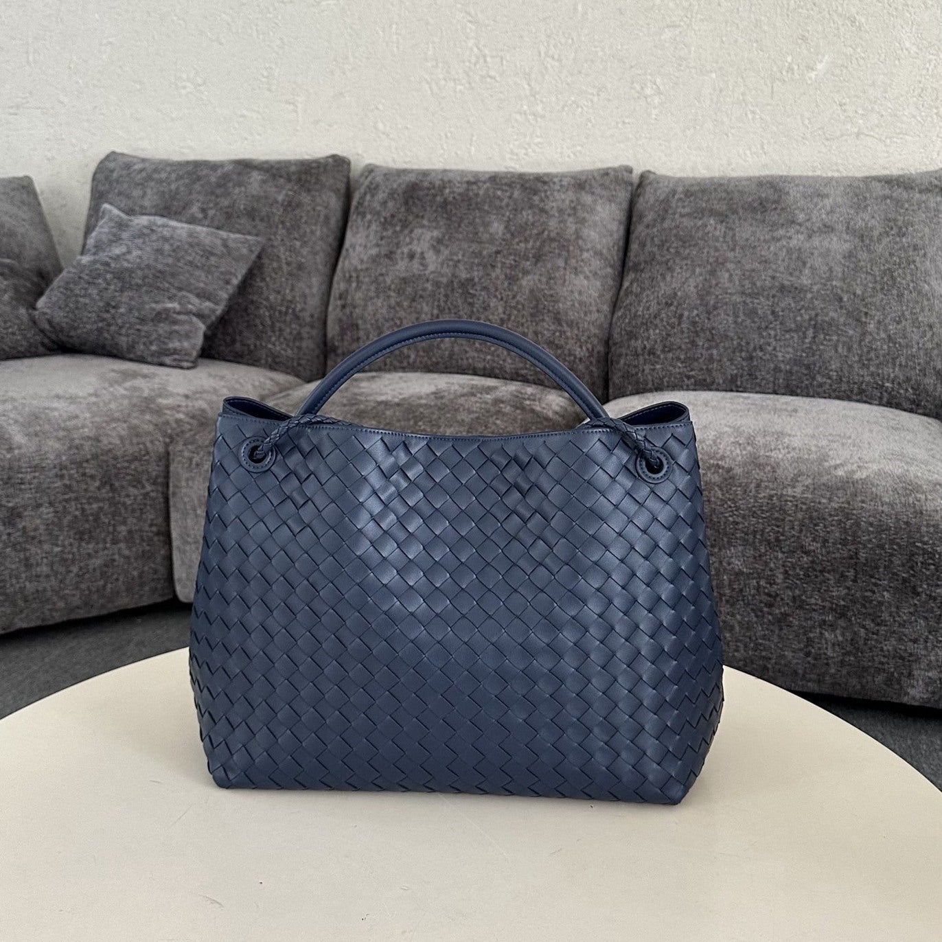 Cowhide Leather Knotted Intrecciato Shoulder Bag | Woven Handbag With Metal Buckle, Daily Fashion Designer Bag, Woven Shoulder Purse