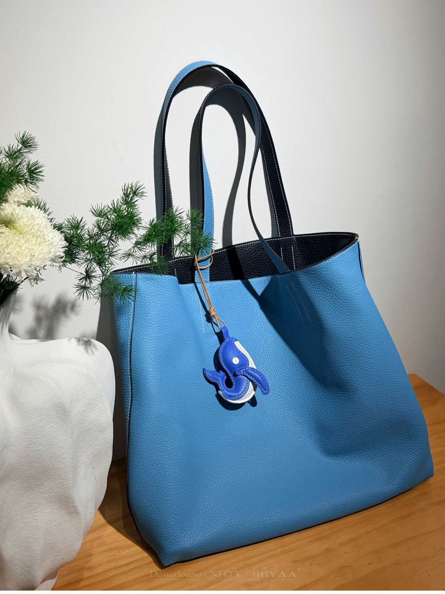 Reversible Full Grain Togo Leather Tote Bag | Two-Tone Everyday Carry Bag