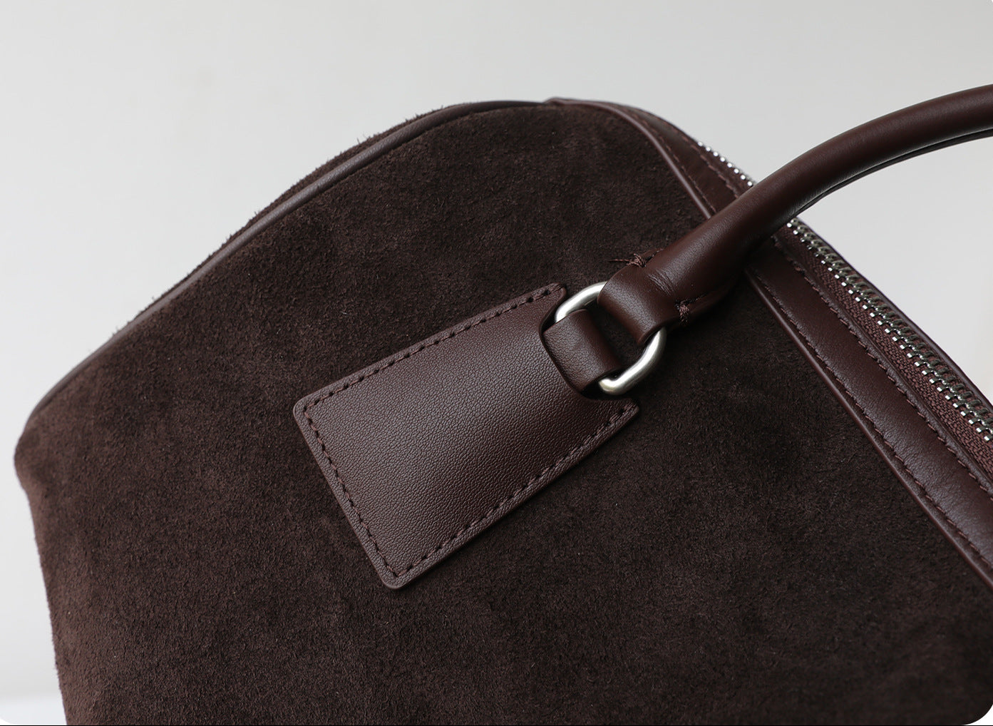 Vintage Suede Boston Bag for Women | Maillard-Tone Pillow Handbag with Detachable Strap | Niche Handcrafted Commuter Crossbody Bag