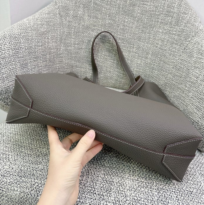 Reversible Full Grain Togo Leather Tote Bag | Two-Tone Everyday Carry Bag
