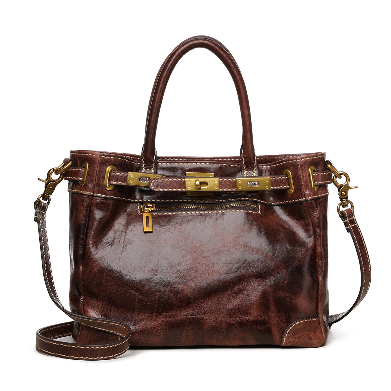 Full Grain Leather Tote Bag | Women's Vintage Handcrafted Shoulder & Crossbody Bag