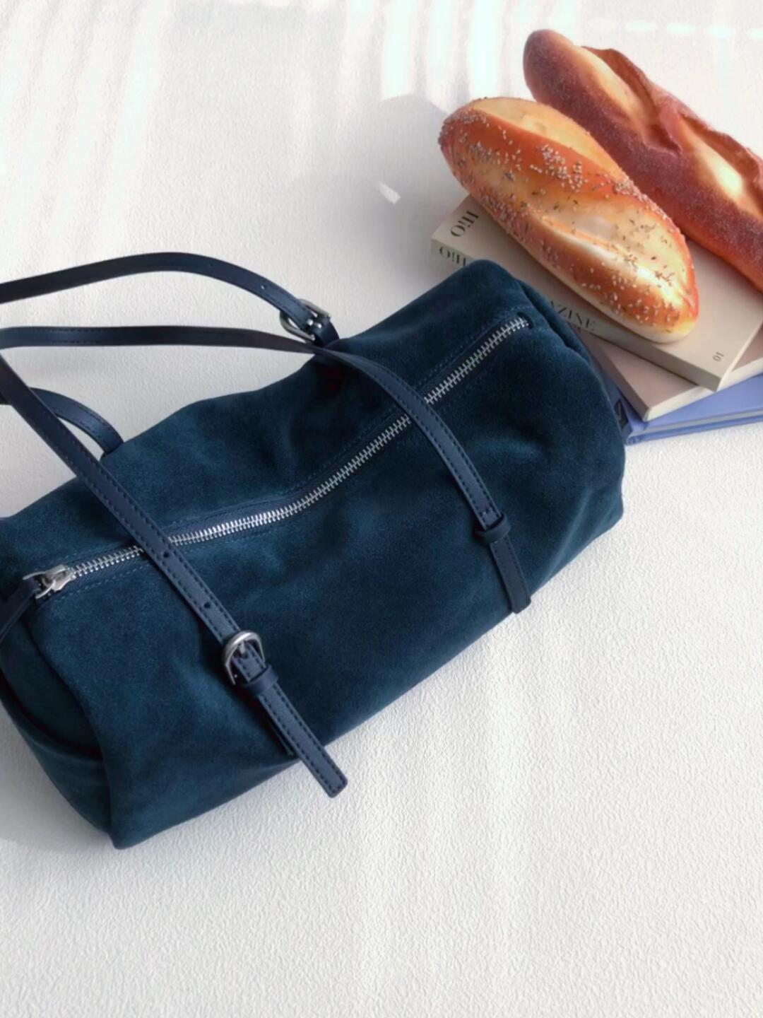 Suede Baguette Bag for Women | Matte Cowhide Leather Shoulder & Hand Bag | Versatile Commuter Purse in Two Colors