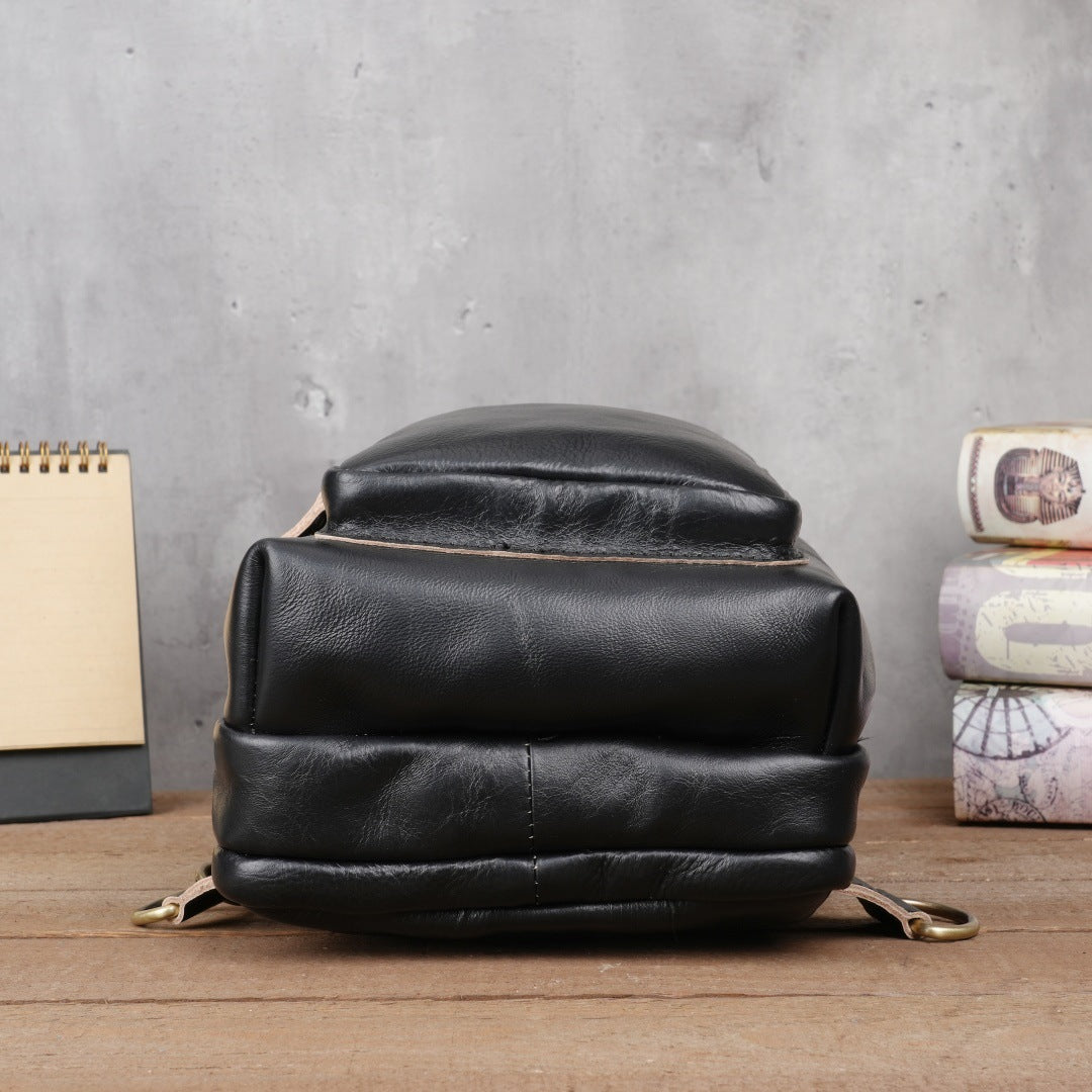 Men's Crazy Horse Leather Vintage Sling Bag — Handmade 3-Way Carry Chest / Shoulder / Backpack
