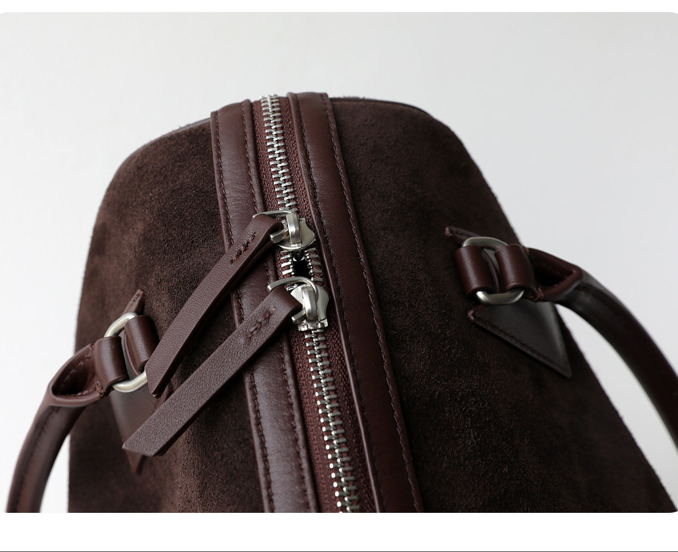 Vintage Suede Boston Bag for Women | Maillard-Tone Pillow Handbag with Detachable Strap | Niche Handcrafted Commuter Crossbody Bag