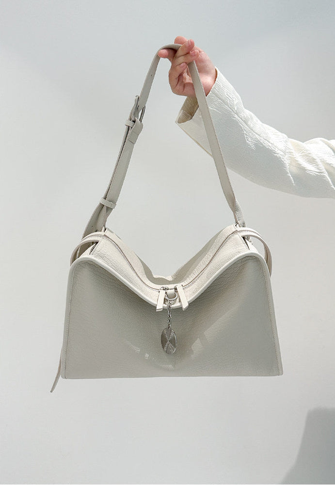 Textured Full Grain Cowhide Leather Boston Bag | Women's Shoulder & Crossbody Bag
