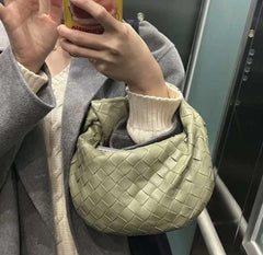 Small Lambskin Knotted Intrecciato Leather Handbag, Handcrafted Premium Quality Genuine Leather Handbag, Daily Fashion Lady Bag, Designer Bag